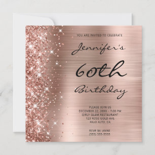 Roos Gold Ombre Folie links Glitter 60th Birthday Kaart