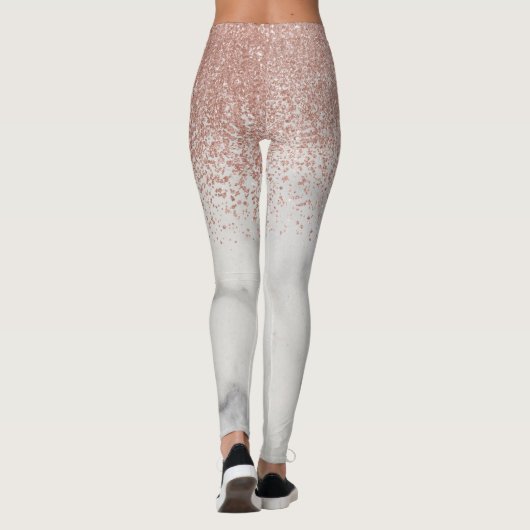 Roos Gold Ombre Glitter Fading Marble trendy Leggings (Achterkant)
