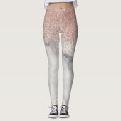 Roos Gold Ombre Glitter Fading Marble trendy Leggings (Voorkant)