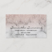 Roos Gold Ombre Glitter Marmer Aanpassen Glitter Visitekaartje (Achterkant)