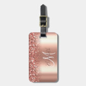 Roos Gold Ombre Glitter Metal Monogram Bagage Bagagelabel (Voorkant verticaal)