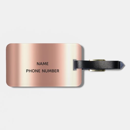 Roos Gold Ombre Glitter Metal Monogram Bagage Bagagelabel (Achterkant horizontaal)