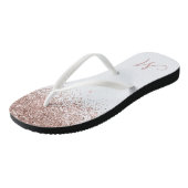 Roos Gold Ombre Glitter Sparkle Monogram Teenslippers (Schuin)