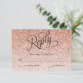 Roos Gold Ombre Glitter Verjaardag Reageer Kaart (Staand voorkant)