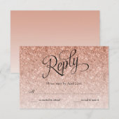 Roos Gold Ombre Glitter Verjaardag Reageer Kaart (Voorkant / Achterkant)