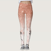 Roos Gold Ombre Glitter Wedding Bride Marble Leggings (Voorkant)