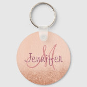 Roos Gold Ombre Monogram op maat Sleutelhanger (Voorkant)