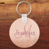 Roos Gold Ombre Monogram op maat Sleutelhanger (Voorkant)