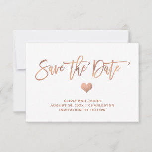 Roos Gold op wit met hart Foto terug Save The Date