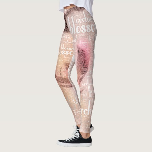 Roos Gold Orchid Word Cloud Embedded Foto Leggings (Links)
