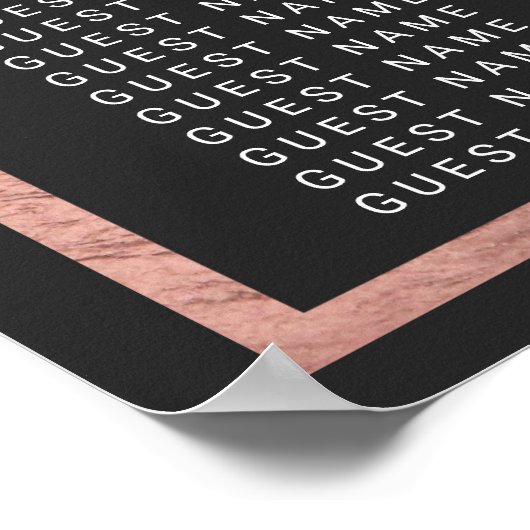 Roos Gold Outline Border Black Seating Chart Poster (Hoek)