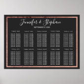 Roos Gold Outline Border Black Seating Chart Poster (Voorkant)