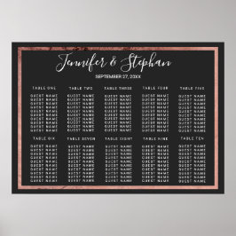 Roos Gold Outline Border Black Seating Chart Poster