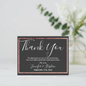 Roos Gold Outline Border Black Wedding Bedankt Briefkaart (Staand voorkant)