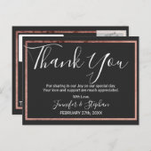 Roos Gold Outline Border Black Wedding Bedankt Briefkaart (Voorkant / Achterkant)