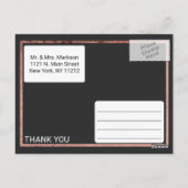 Roos Gold Outline Border Black Wedding Bedankt Briefkaart (Achterkant)