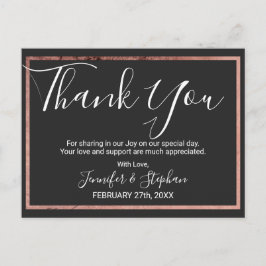 Roos Gold Outline Border Black Wedding Bedankt Briefkaart