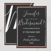 Roos Gold Outline Border Zwart Trouwmeisje Kaart (Voorkant / Achterkant)