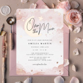 Roos Gold Over the Moon Blush Baby shower Folie Uitnodiging