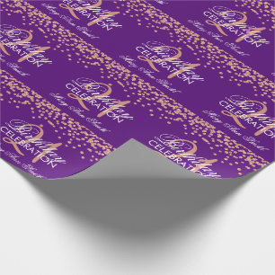 Roos Gold Paars 21ste verjaardag Glitter Confetti Cadeaupapier