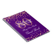 Roos Gold Paars 80e Birthday Guest Book Confetti Notitieboek (Rechterzijde)