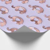 Roos Gold Paars Elephants Silver Grey Lavender Cadeaupapier (Hoek)