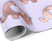 Roos Gold Paars Elephants Silver Grey Lavender Cadeaupapier (Rol Hoek)
