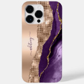 Roos Gold - Paarse Agata Marble Glitter Trendy Case-Mate iPhone Case (Achterkant)