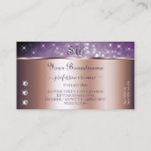 Roos Gold Paarse Glitter Stars Diamonds Visitekaartje (Achterkant)