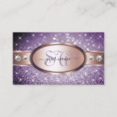 Roos Gold Paarse Glitter Stars Diamonds Visitekaartje (Voorkant)
