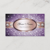 Roos Gold Paarse Glitter Sterren Diamonds Opvallen Visitekaartje (Voorkant)