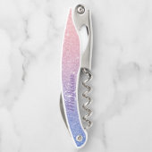 Roos Gold Paarse Ombre Fading Monogram Glitter Kurkentrekker (Achterkant)