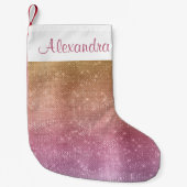 Roos Gold - Paarse - Roze Sparkle - Jouw naam toev Kleine Kerstsok (Voorkant)