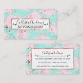 Roos Gold Paint Splatter Blush Pink Brushstrokes Visitekaartje (Voorkant / Achterkant)