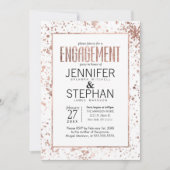 Roos Gold Paint Spletters Engagement Party nodigt Kaart (Voorkant)