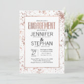 Roos Gold Paint Spletters Engagement Party nodigt  Kaart (Staand voorkant)