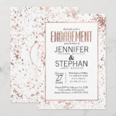 Roos Gold Paint Spletters Engagement Party nodigt  Kaart (Voorkant / Achterkant)