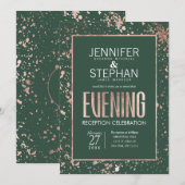 Roos Gold Paint Spletters Green Evening Kaart (Voorkant / Achterkant)