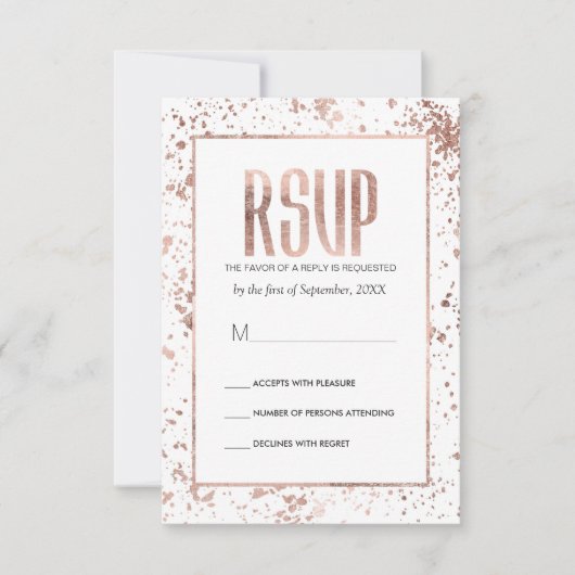 Roos Gold Paint Spletters RSVP-kaarten RSVP Kaartje (Voorkant)