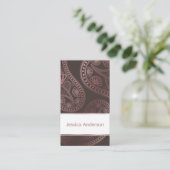 Roos Gold Paisley Trio Patronen op Editable Brown Visitekaartje (Staand voorkant)