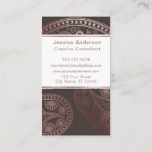 Roos Gold Paisley Trio Patronen op Editable Brown Visitekaartje (Achterkant)