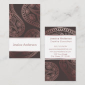 Roos Gold Paisley Trio Patronen op Editable Brown Visitekaartje (Voorkant / Achterkant)