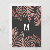 Roos Gold Palm Tree Fronds Black Modern Evening Kaart (Achterkant)
