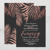Roos Gold Palm Tree Fronds Black Modern Evening Kaart (Voorkant / Achterkant)
