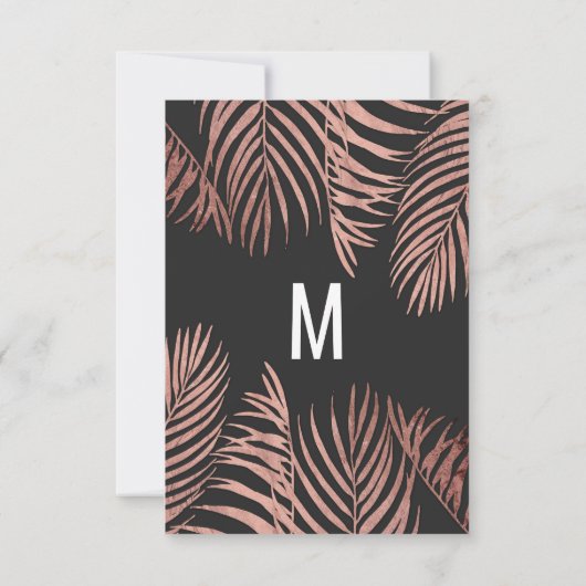 Roos Gold Palm Tree Fronds Black Modern Save The Date (Achterkant)