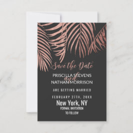 Roos Gold Palm Tree Fronds Black Modern Save The Date
