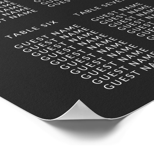 Roos Gold Palm Tree Fronting Black Seating Chart Poster (Hoek)