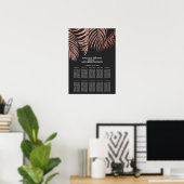 Roos Gold Palm Tree Fronting Black Seating Chart Poster (Thuiskantoor)