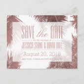 Roos Gold Palm Tree Tropical Wedding Save the Date Aankondigingskaart (Voorkant)