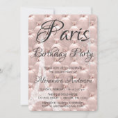 Roos Gold Paris Blush Roze Verjaardagsfeestje Kaart (Voorkant)